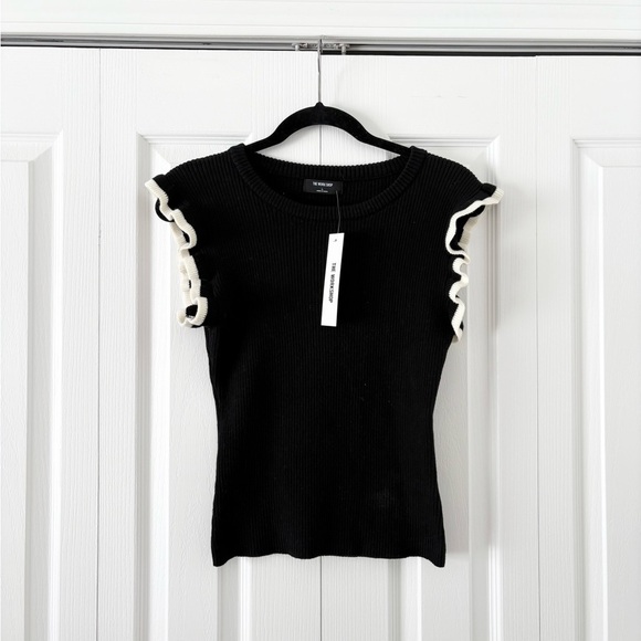 The Workshop Tops - NWT The Workshop Black Ruffle Sleeve Top